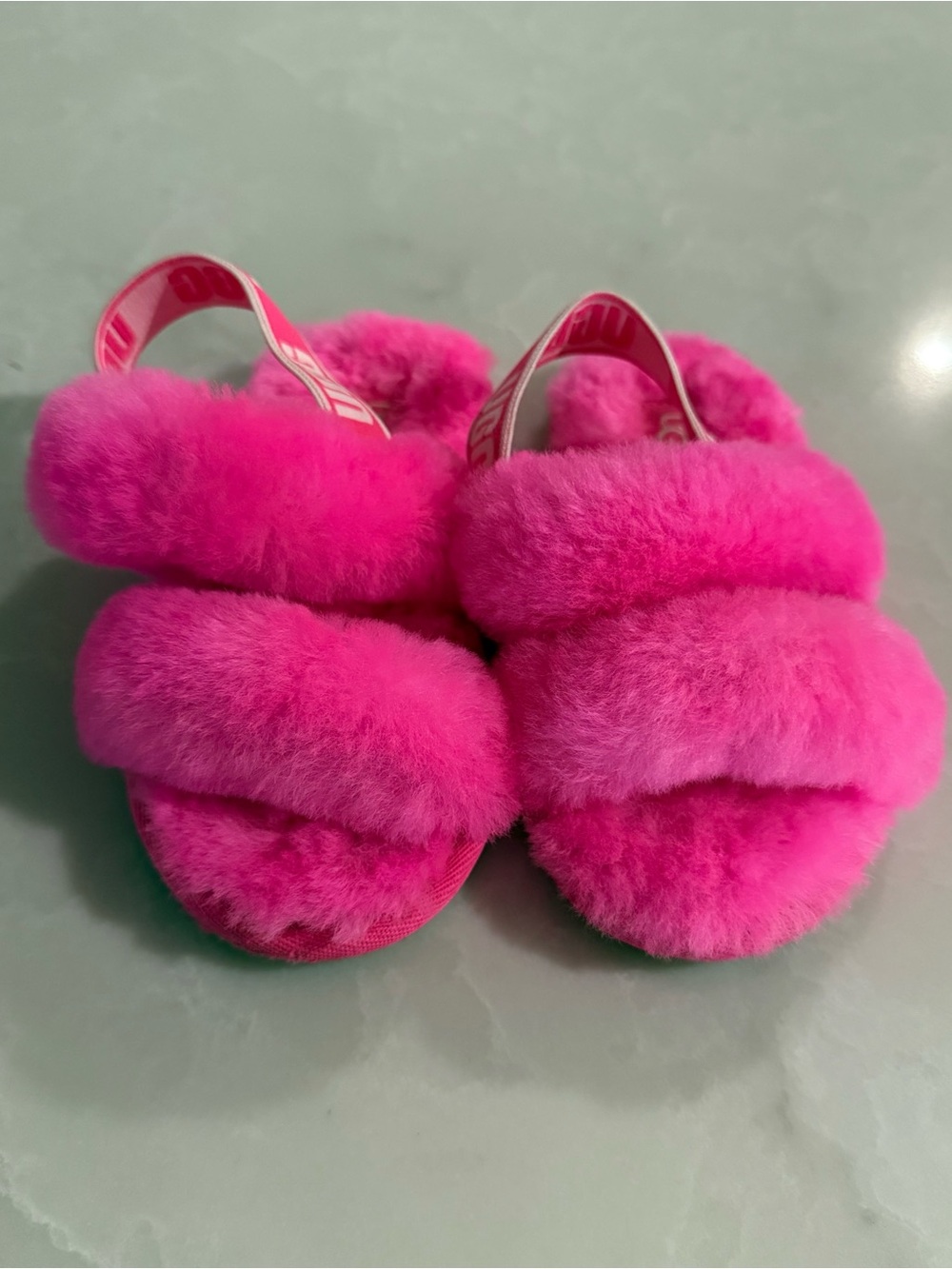 UGG Kids Fluff Slide Sandals - Bright Pink - Picture 2 of 4